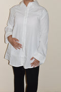 Elegant White Long Sleeve Button-Up Tunic Shirt – Modest Casual Blouse