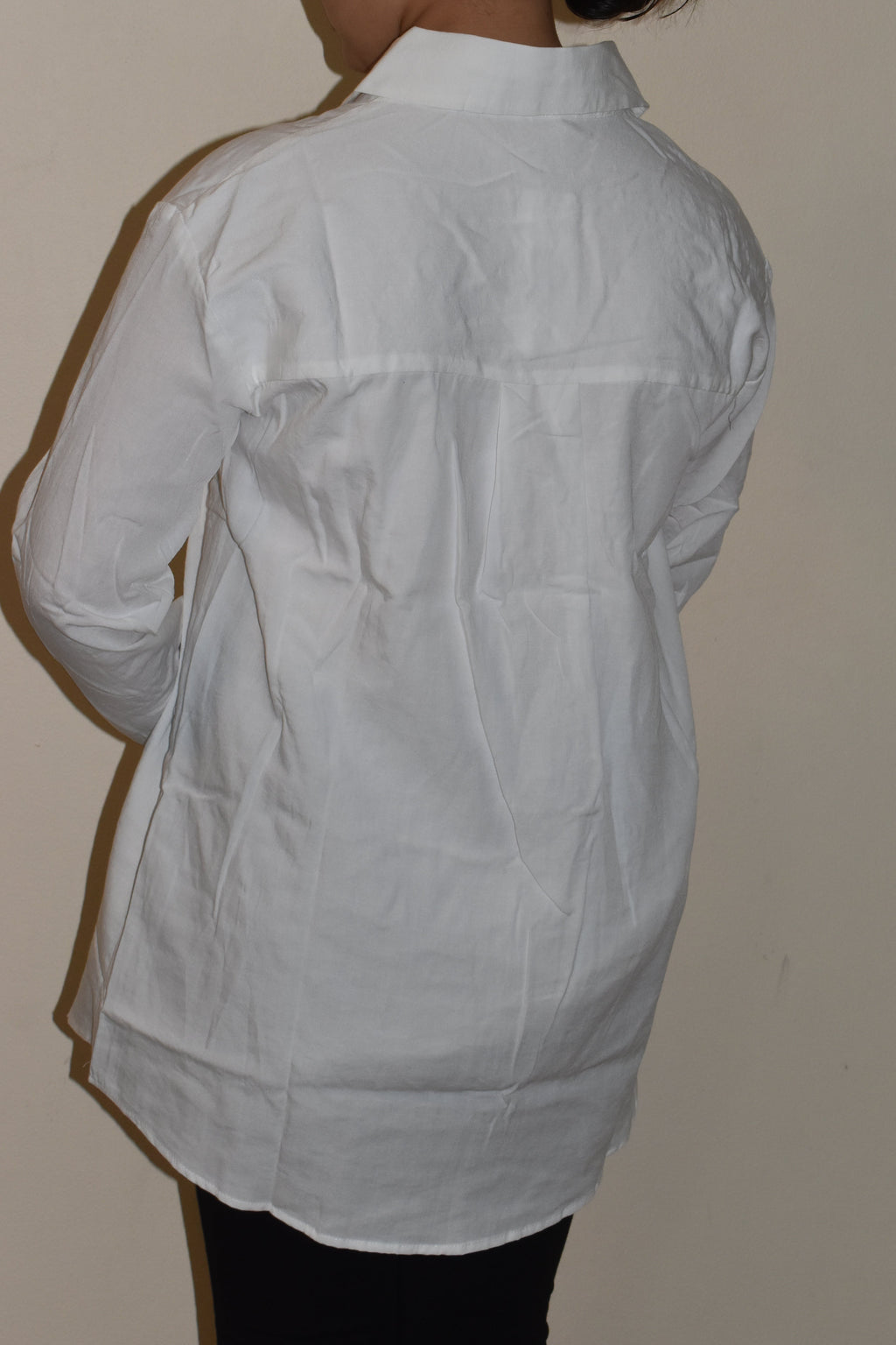Elegant White Long Sleeve Button-Up Tunic Shirt – Modest Casual Blouse